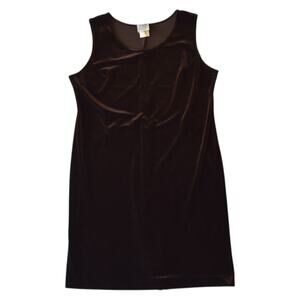 Vintage R&M Richards Brown Velvet Dress 16P Petite Sleeveless Shift Y2K Glam